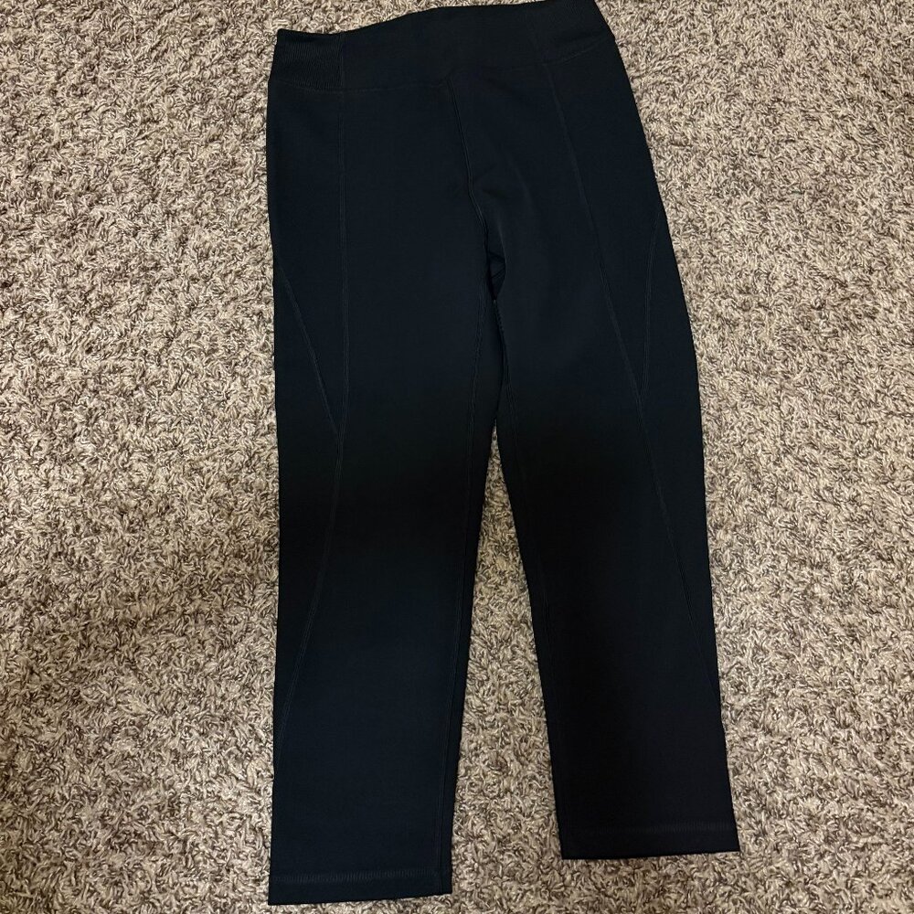 Ivy Park Crop Leggings Medium Black Logo Pull On Elastic Waist Stretch Neutral